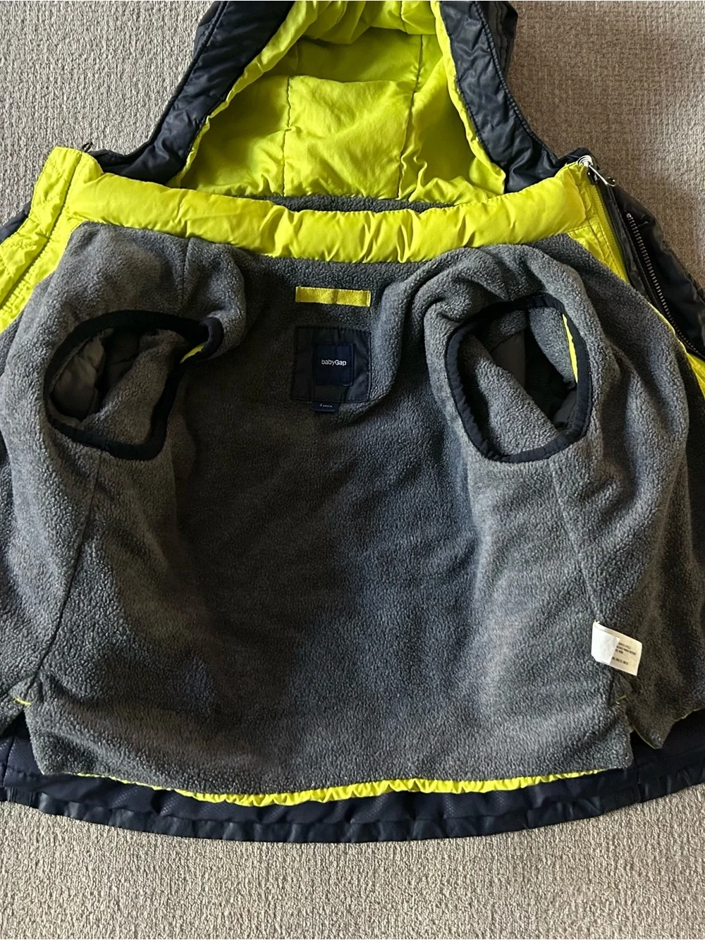 Baby Gap Hooded Winter Jacket - Navy with Lime Lining